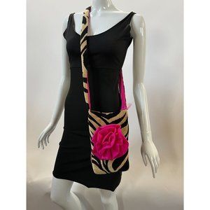 Lexi Lee Crossbody Bag  OS Black, Tan  Animal Animal Print with Pink Flower